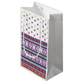 幾何カラフルフォークアートデザイン（花あり） スモールペーパーバッグ (正面アングル)