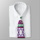 幾何カラフルフォークアートデザイン(花あり) ネクタイ (タイ)