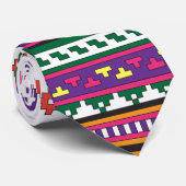 幾何カラフルフォークアートデザイン(花あり) ネクタイ (ロール)