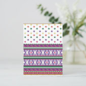 幾何カラフルフォークアートデザイン（花あり） ポストカード (スタンド正面)