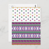 幾何カラフルフォークアートデザイン（花あり） ポストカード (正面/裏面)