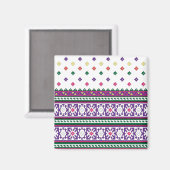 幾何カラフルフォークアートデザイン(花あり) マグネット (正面/裏面)