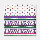 幾何カラフルフォークアートデザイン(花あり) マグネット (正面)