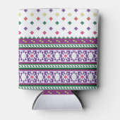 幾何カラフルフォークアートデザイン（花あり） 缶クーラー (正面)