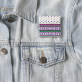 幾何カラフルフォークアートデザイン（花あり） 缶バッジ (インサイチュ)