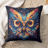 幾何カラフルフクロウ顔 クッション (ブランケット)