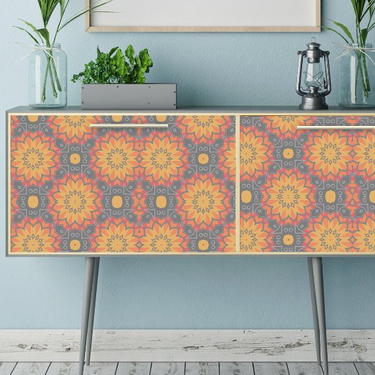 幾何カラフルフローラエスニックモザイクパターン 薄葉紙