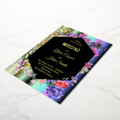 幾何カラフルフローラ縁ど 箔招待状 (回転した状態)