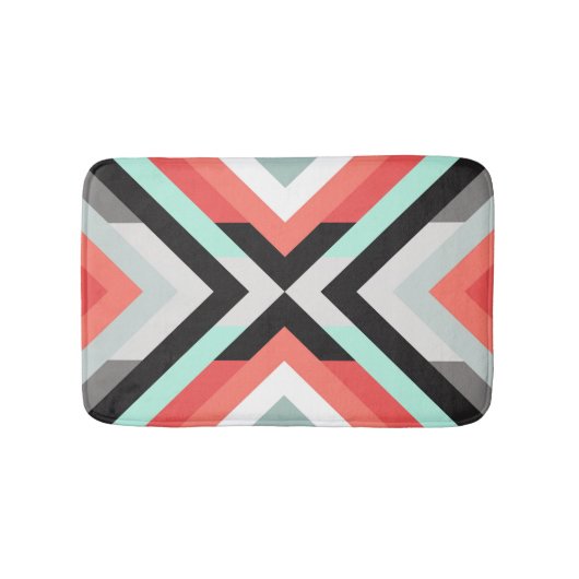 幾何カラフルミントサンゴ装飾デザイン バスマット (正面)