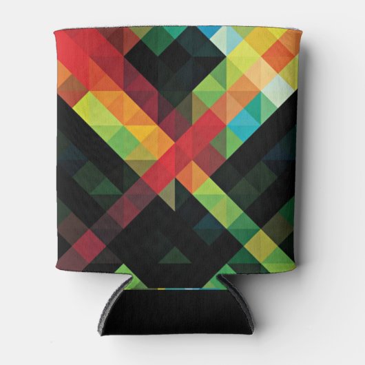 幾何カラフルモザイク模様 缶クーラー (正面)