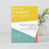 幾何カラフルモダンカップルの赤ちゃんシャワー 招待状 (スタンド正面)