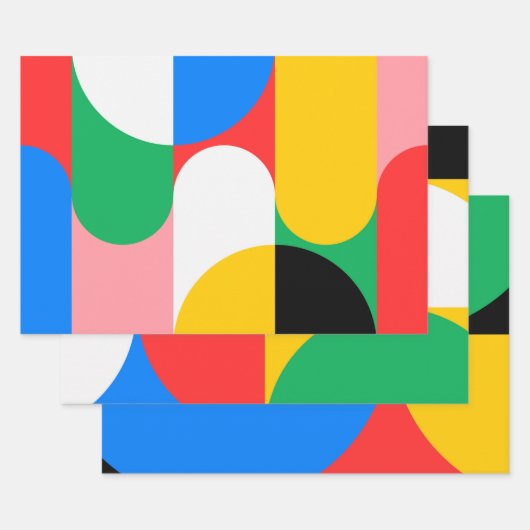 幾何カラフルモダンシックカッコいい3 – ピース ラッピングペーパーシート (セット)