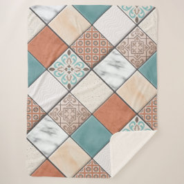 幾何カラフルモダンタイルのテクスチャパターン シェルパブランケット