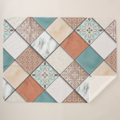 幾何カラフルモダンタイルのテクスチャパターン シェルパブランケット (正面(横))