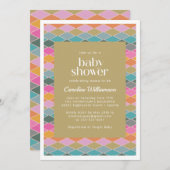 幾何カラフルモダンダイヤモンド赤ちゃんシャワー 招待状 (正面/裏面)