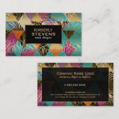 幾何カラフルモダンパターン金ゴールドゼブラ印刷 名刺 (正面/裏面)