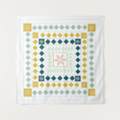 幾何カラフルモダンメダリオンアートデザイン タペストリー (正面)