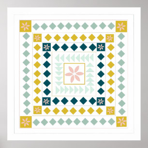 幾何カラフルモダンメダリオンアートデザイン ポスター