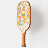 幾何カラフルモダンレトロパターカスタムン文字 ピックルボールラケット (左)