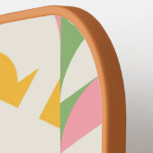 幾何カラフルモダンレトロパターカスタムン文字 ピックルボールラケット (左詳細)