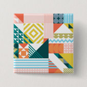 幾何カラフルモダン抽象芸術パターン 缶バッジ (正面)