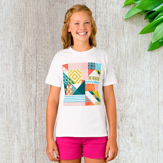 幾何カラフルモダン抽象芸術パターン Tシャツ
