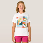 幾何カラフルモダン抽象芸術パターン Tシャツ (正面フル)