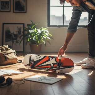 幾何カラフルモダン抽象芸術星パターン スケートボード