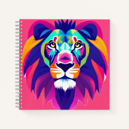 幾何カラフルライオン頭 ノートブック