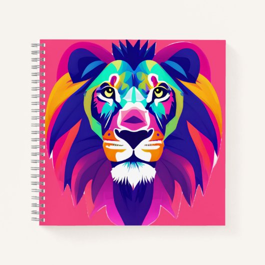 幾何カラフルライオン頭 ノートブック (正面)