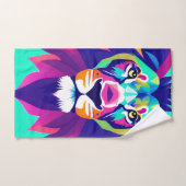 幾何カラフルライオン頭 バスタオルセット (ハンドタオル)