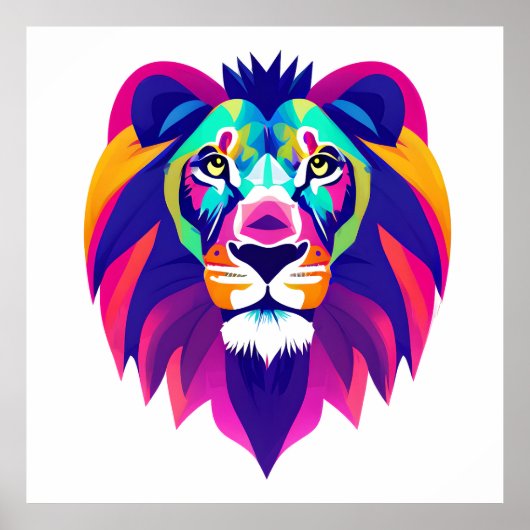 幾何カラフルライオン頭 ポスター (正面)