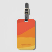 幾何カラフルレトロサニーオレンジストライプ色 ラゲッジタグ (正面縦)