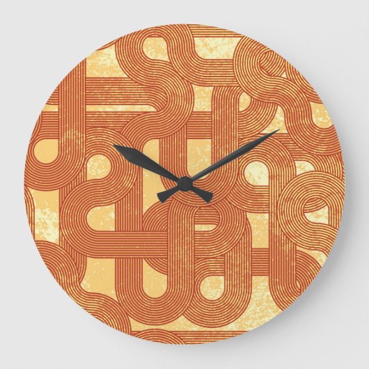 幾何カラフルヴィンテージ抽象芸術。 ラージ壁時計 (正面)