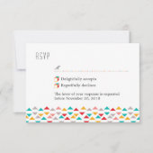 幾何カラフル三角ハートRSVP 出欠カード (正面)