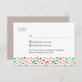 幾何カラフル三角ハートRSVP 出欠カード (正面/裏面)