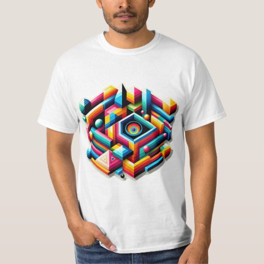 幾何カラフル図形デザイン Tシャツ (正面)