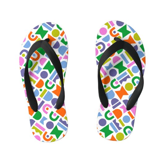 幾何カラフル図形 キッズビーチサンダル (フットベッド)