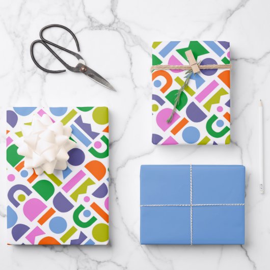 幾何カラフル図形 ラッピングペーパーシート (正面)