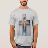 幾何カラフル宝石クリスチャン十字架 Tシャツ (正面)