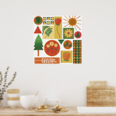 幾何カラフル庭園 |植物の愛好家 ポスター (キッチン)