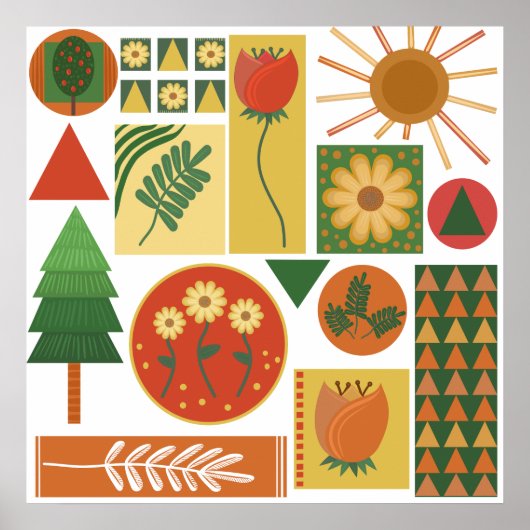 幾何カラフル庭園 |植物の愛好家 ポスター (正面)