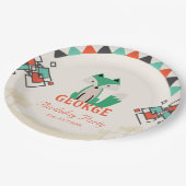 幾何カラフル形状とキツネ誕生日 ペーパープレート (アングル)