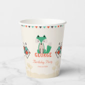 幾何カラフル形状とキツネ誕生日 紙コップ (裏面)