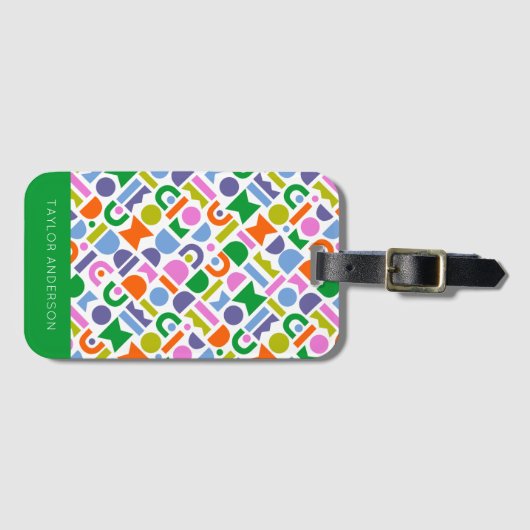 幾何カラフル形状パーソナライズされた ラゲッジタグ (正面横)