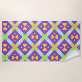 幾何カラフル抽象デザイン ビーチタオル