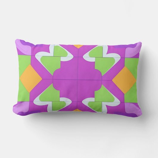 幾何カラフル抽象デザイン ランバークッション (正面)