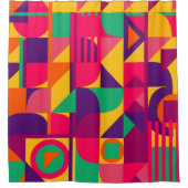 幾何カラフル抽象芸術パターン シャワーカーテン (正面)