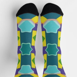 幾何カラフル抽象芸術パターン ソックス