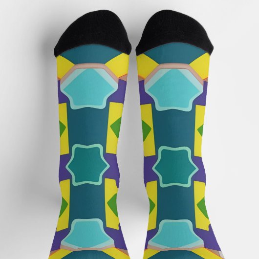 幾何カラフル抽象芸術パターン ソックス (上部)